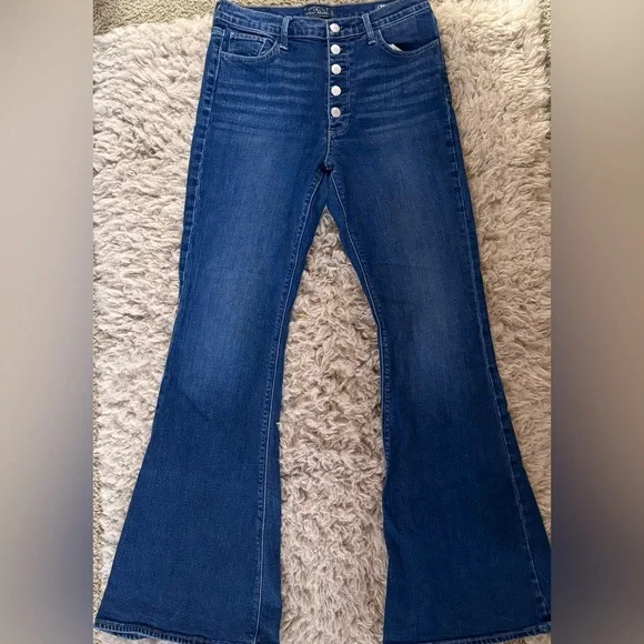 Lucky Brand Dark Blue High-Rise Flare Jeans - Picture 1 of 4